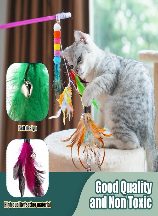 Cosblank 50 Pcs Cat Feather Toys Refill Cat Wand Replacement Feathers with Bells Interactive Pet Wand Attachment Toys - Image 4